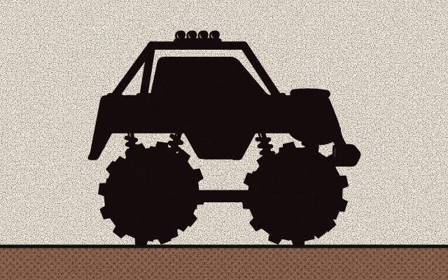The black shadow of a mystery truck, side on
