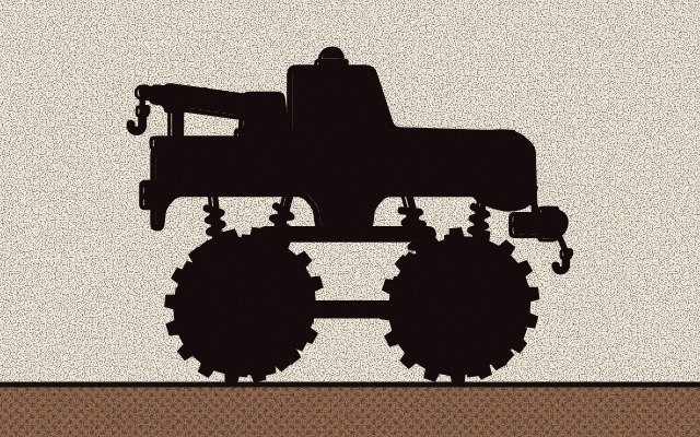 The black shadow of a mystery truck, side on